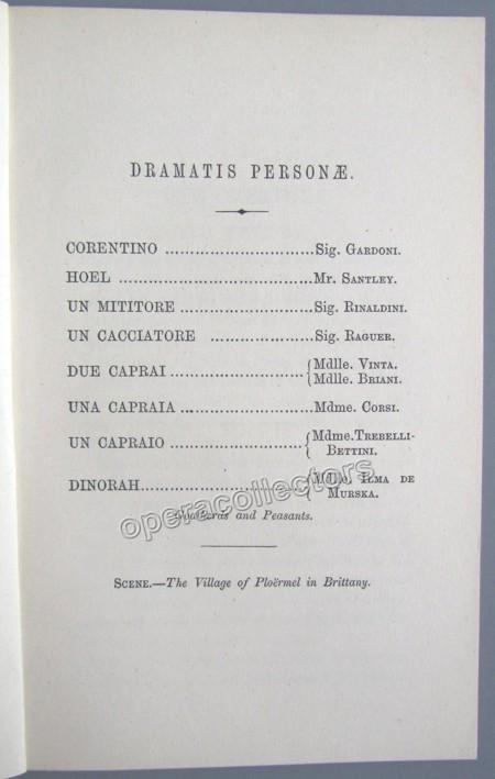 Dinorah - Program-Libretto late 1800s - Ilma de Murska - Tamino