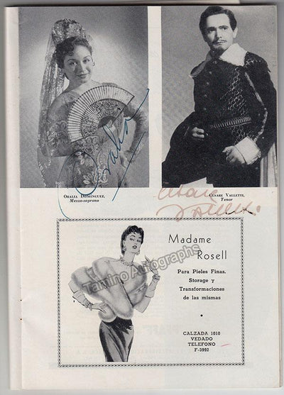 Dominguez, Oralia - Valletti, Cesare - Signed Program Havana 1954