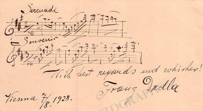 Drdla, Franz - Autograph Music Quote Signed 1928