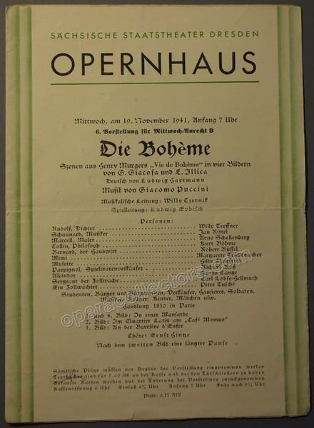 Dresden Opera House - Leipzig Opera - Set of 5 Playbills 1941-43 - Tamino