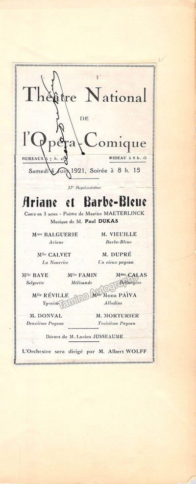 Dukas, Paul - Signed Clip Paris 1921