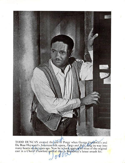 Duncan, Todd - Signed Photo in Porgy and Bess