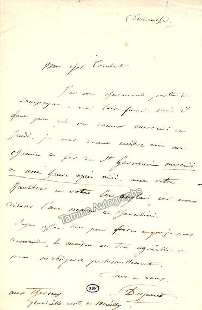 Dupont, Alexis - Autograph Note Signed