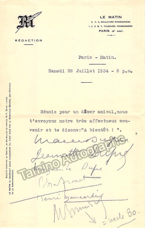 Dupré, Marcel - Autograph Lot - Tamino