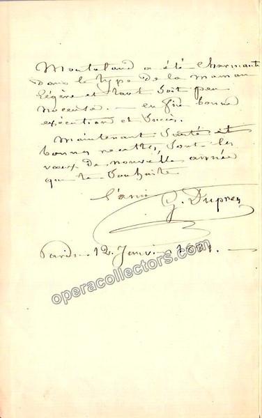 Duprez, Gilbert - Autograph Letter Signed, 1881 - Tamino