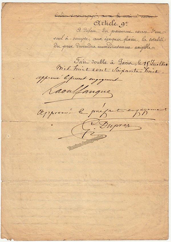 Duprez, Gilbert-Louis - Signed Contract - Tamino