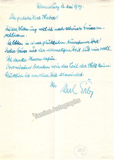 Erb, Karl - Autograph Note Signed 1949 + Unsigned Photo Postcard