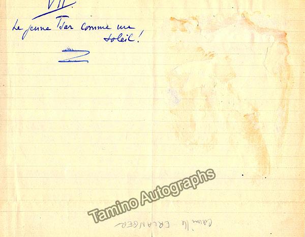 Erlanger, Camille - Autograph Manuscript - Tamino