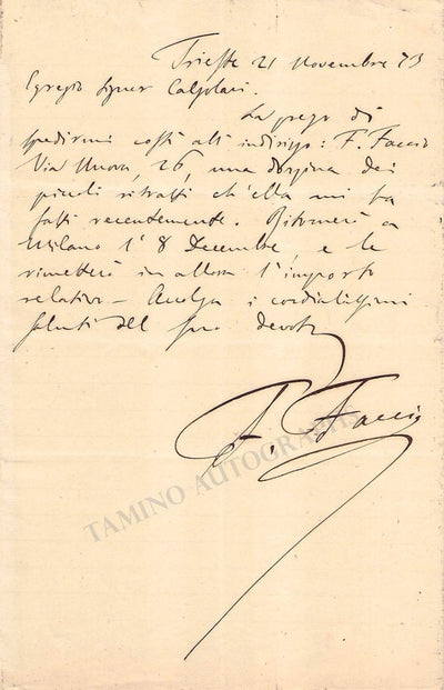 Faccio, Franco - Autograph Note Signed + 3 Programs 1888