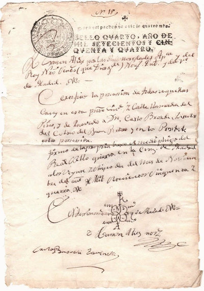 Farinelli - Signed Document 1754