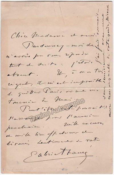 Faure, Gabriel - Autograph Note Signed