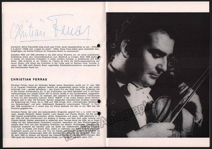 Ferras, Christian - Benzi, Roberto - Signed Program 1971 - Tamino