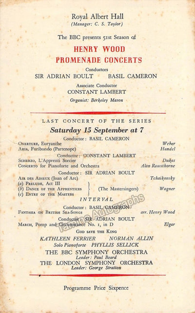 Ferrier, Kathleen - Lot of 4 Programs 1945-1952