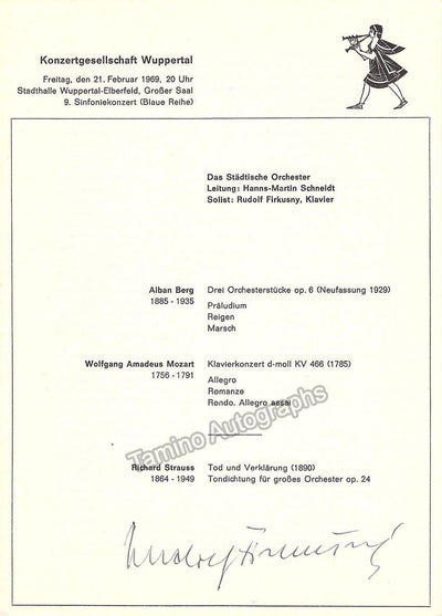 Firkusny, Rudolf - Signed Program Wuppertal 1969