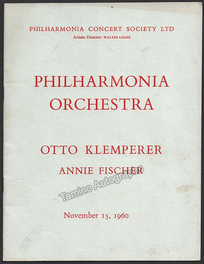 Fischer, Annie - Concert Program 1960 - Otto Klemperer