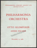 Fischer, Annie - Concert Program 1960 - Otto Klemperer