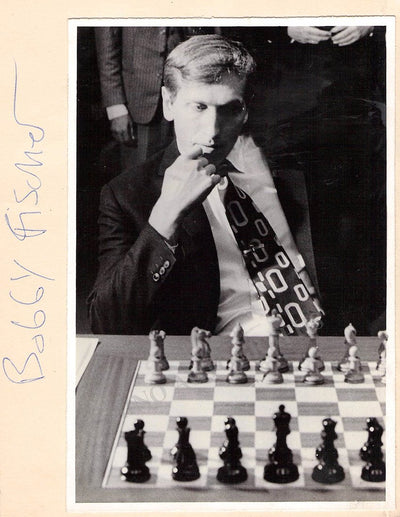 Fischer, Bobby - Signed Card with Photo