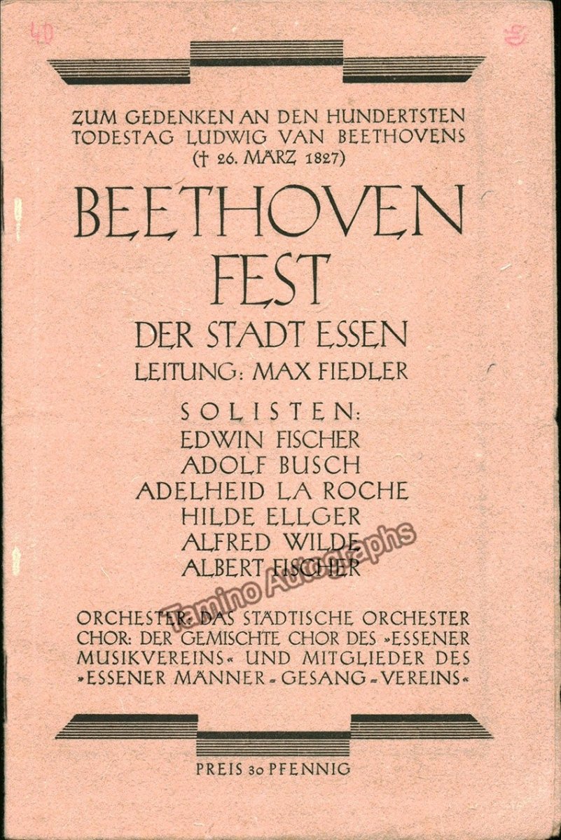 Fischer, Edwin and Busch, Adolf - Program 1927