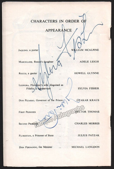 Fisher, Sylvia - Patzak, Julius - Signed Program Royal Opera House 1954