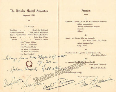 Flonzaley Quartet - Signed Program