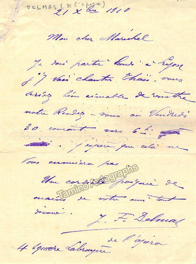 Francois Delmas, Jean - Autograph Letter Signed