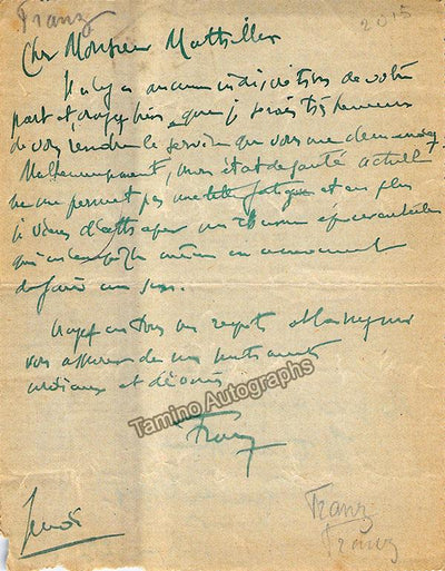 Franz, Paul - 2 Autograph Letters Signed