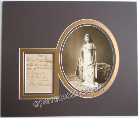 Fremstad, Olive - Signed Note + Photo as Isolde on Mat - Tamino