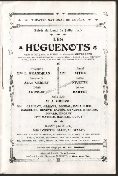 French Opera Program Lot 1905-1924