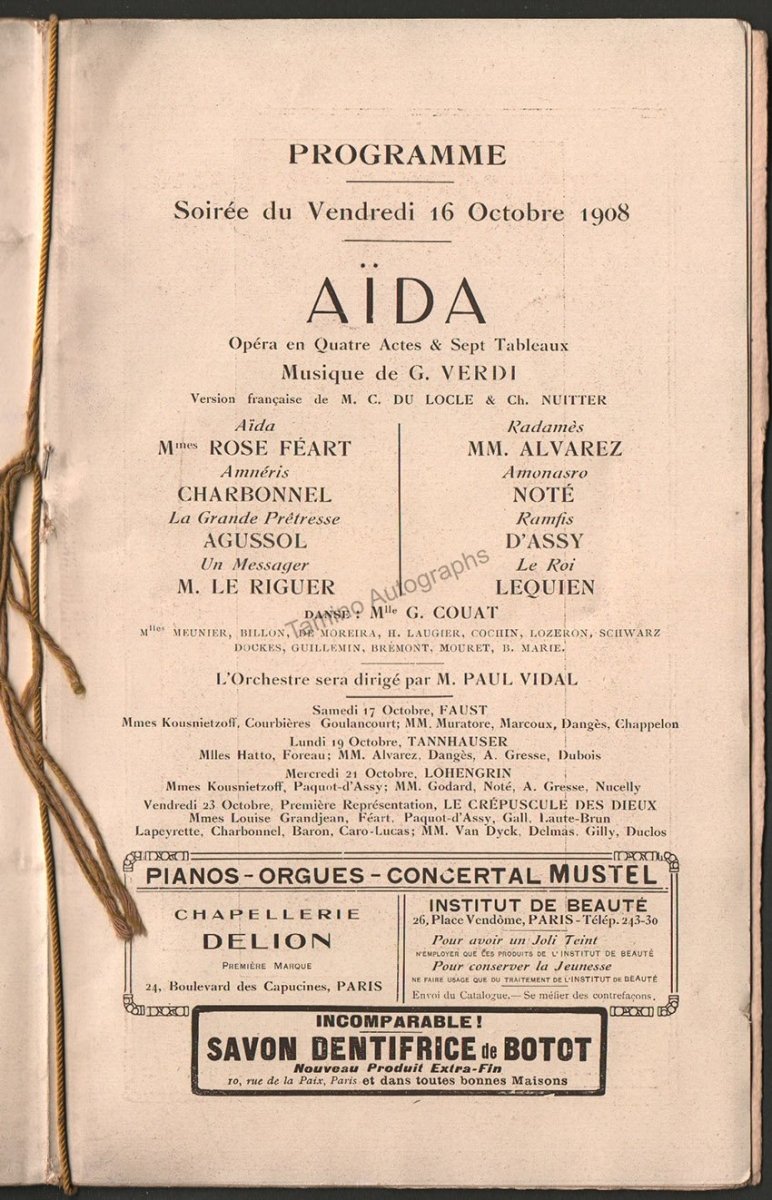 ópera Program French Opera Program Lot 1905-1924 – Tamino