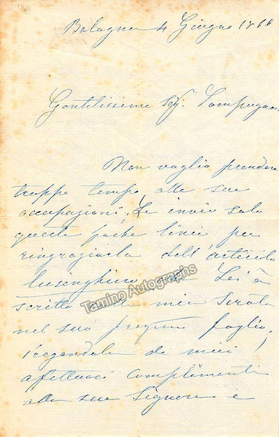 Frezzolini, Erminia - Autograph Letter Signed 1866