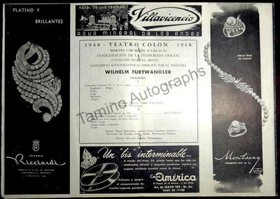 Furtwangler, Wilhelm - Concert Program Teatro Colon 1948