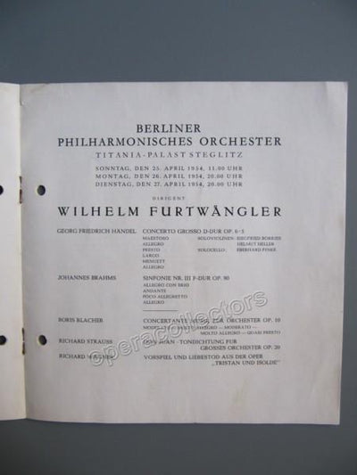 Furtwangler, Wilhelm - Program 1954