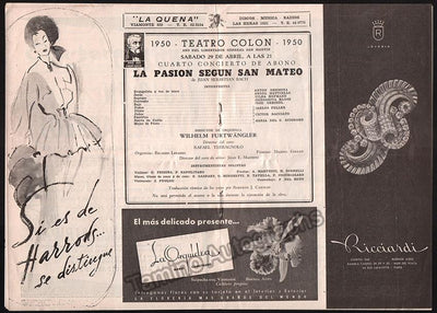 Furtwangler, Wilhelm - Teatro Colón Program, 1950 - St. Matthews Passion Concert