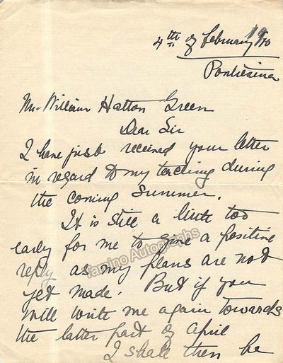 Gabrilowitsch, Ossip - Autograph Letters Lot 1910-1918