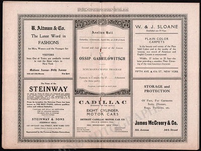 Gabrilowitsch, Ossip - Concert Program Aeolian Hall 1919