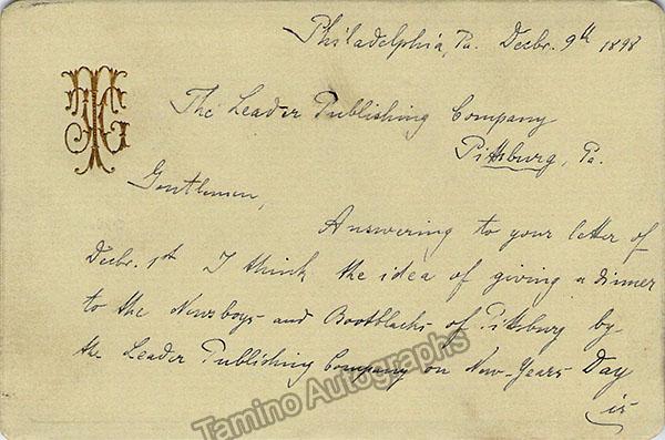 Gadski, Johanna - Autograph Note Signed 1898 - Tamino