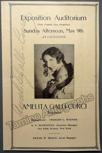 Galli-Curci, Amelita - Signed Program San Francisco 1920