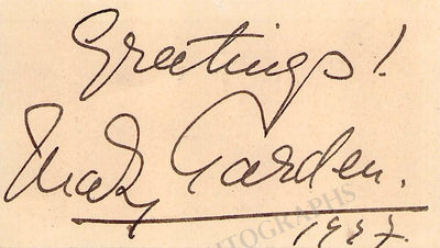 Garden, Mary - Signed Card 1937