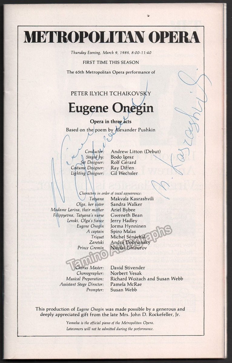 Ghiaurov, Nicolai - Kasrashvili, Makvala - Signed Program 1989