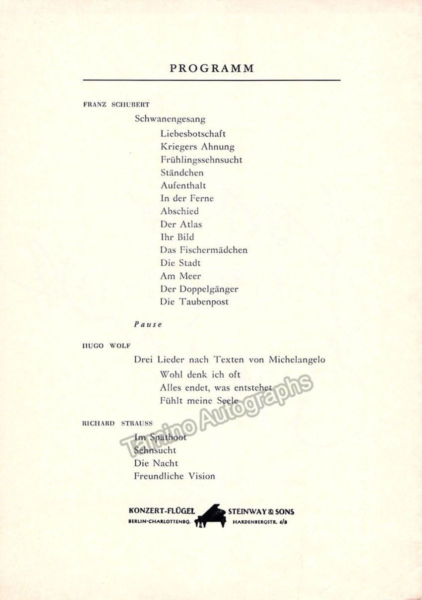 Greindl, Josef - Signed Program Berlin 1970 - Tamino