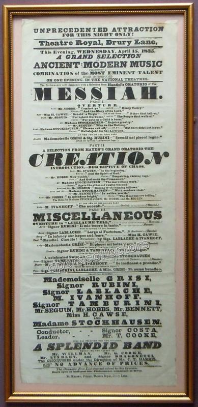 Grisi, Giulia - Rubini, Giovanni - Tamburini, Antonio - Lablache, Luigi - Concert Playbill 1835