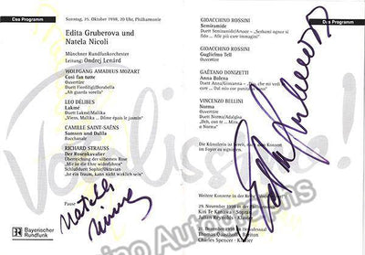 Gruberova, Edita - Nicoli, Natela - Signed Program Munich 1998