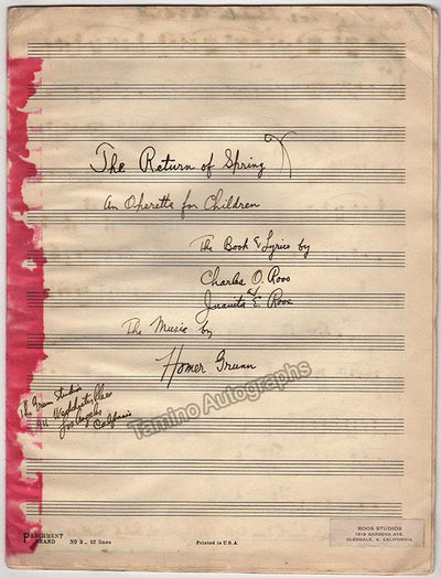 Grunn, Homer - Autograph Manuscripts Lot