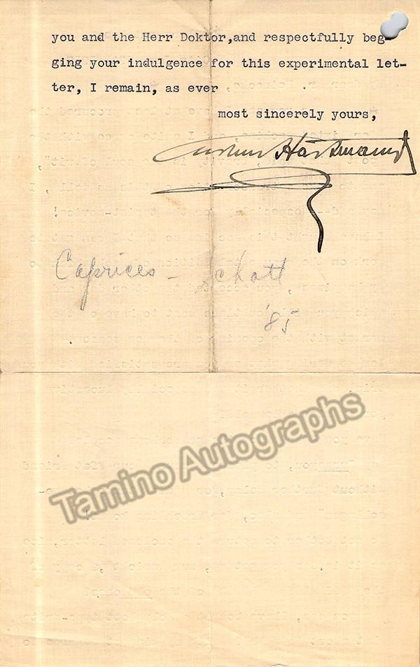 Hartmann, Arthur - Set of typed letters signed - Tamino