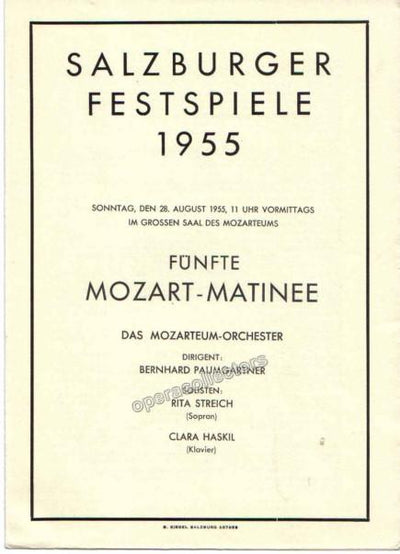 Haskil, Clara - Concert Program 1955