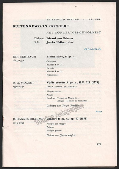 Heifetz, Jascha - Concert Program Amsterdam 1956