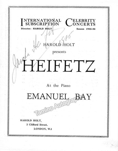 Heifetz, Jascha - Signed Program 1936