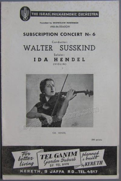 Hendel, Ida - Concert Program Tel Aviv 1954