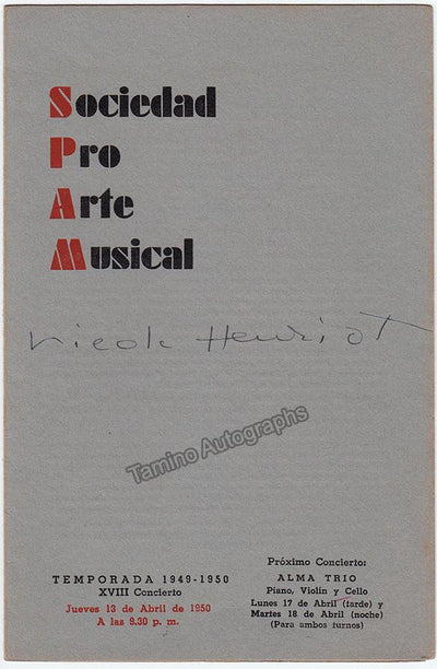 Henriot, Nicole - Signed Program Havana 1950