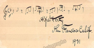 Hertz, Alfred - Autograph Music Quote Signed 1931